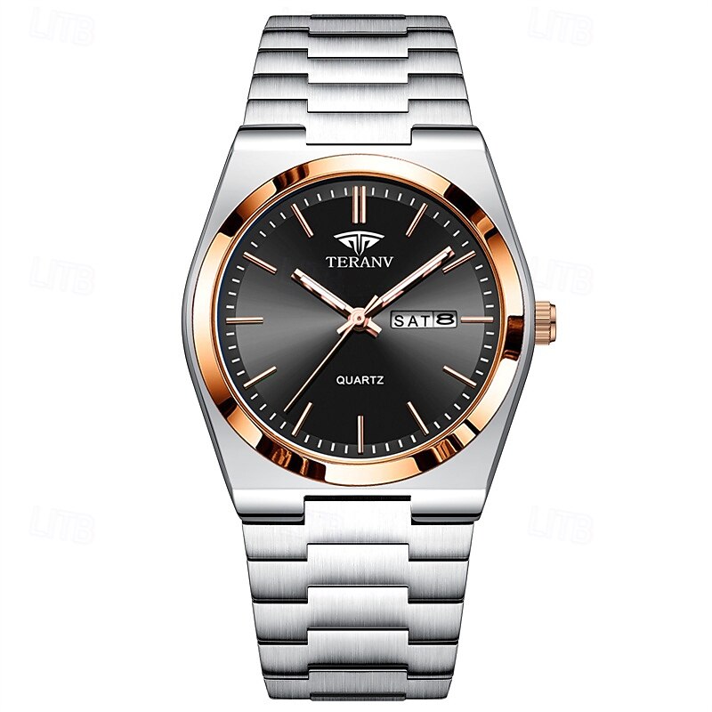 An Original Business-Style Alloy Strap Fashionable Men'S Watch With Ipx7 Water Resistance Luminous Date And Day Display Quartz Sports Wristwatch Box3