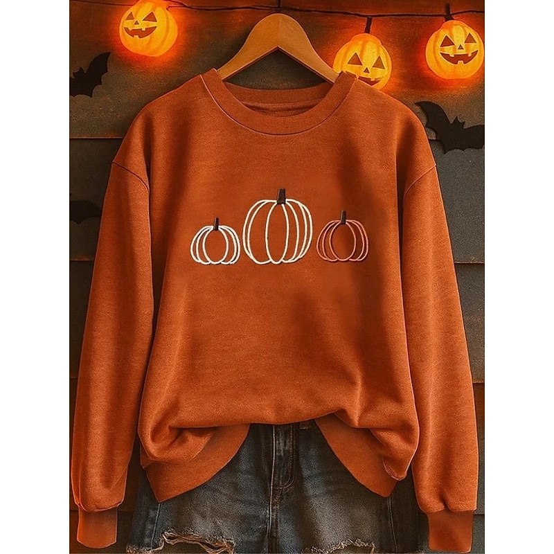 Women's Pullover Sweatshirt Floral Graphic Fashion Casual Long Sleeve Crew Neck Regular Tops Street Dailywear Casual Print Black Orange Brown Fall Winter2