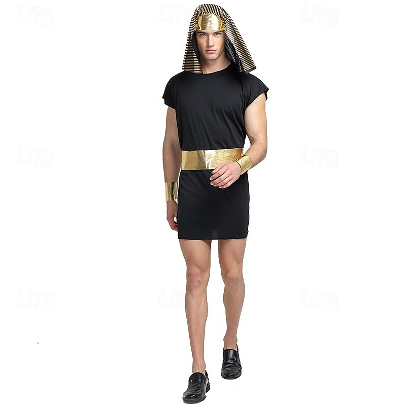 Ancient Egypt egyptian Fancy Costume Chiton Pharaoh God Fancy Dress Men's Fantasy Halloween Carnival Performance Adults Leotard / Onesie Belt Headband2