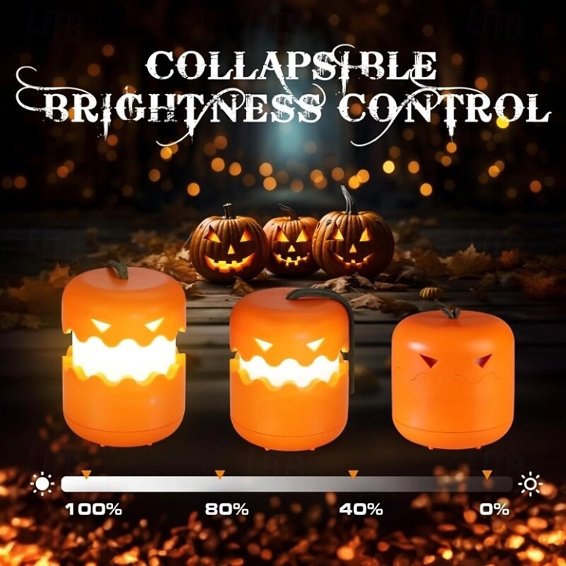1-Pack Halloween Pumpkin Lantern, Collapsible Jack O Lantern Pumpkins with Lanyard, Halloween Party Favors, Light up Pumpkin Outdoor for Halloween Party Decoration2