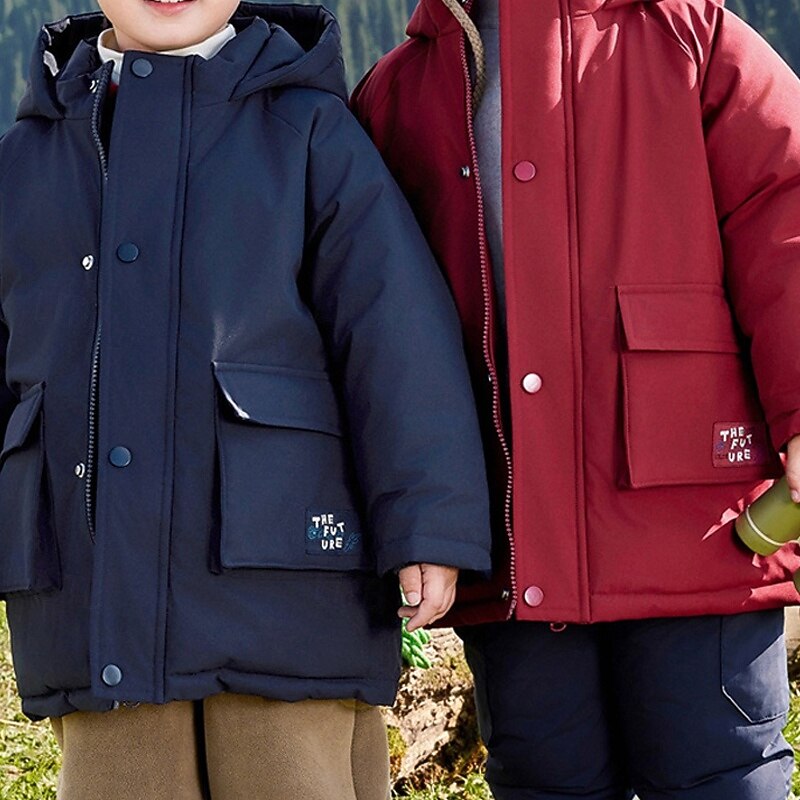 Kids Boys' Fleece Jacket Hiking Jacket Outdoor Jacket Outerwear Solid Color Long Sleeve Zipper Pocket Comfort Waterproof Windproof Coat Outdoor Fashion Daily Red Blue Spring Fall 4 years+4