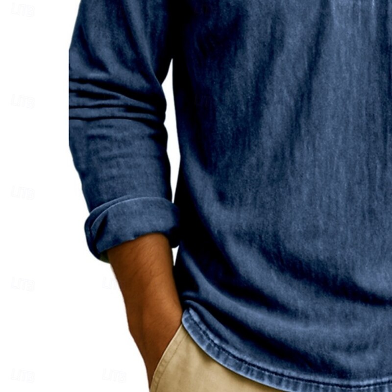 Men's Polo Shirts Golf Polos Shirts Street Business Classic Long Sleeve Vintage Basic Solid Color Pocket Fall Winter Cross-Seasons Regular Fit Black Pink Dark Blue Green Light Blue Purple Polo Shirts2