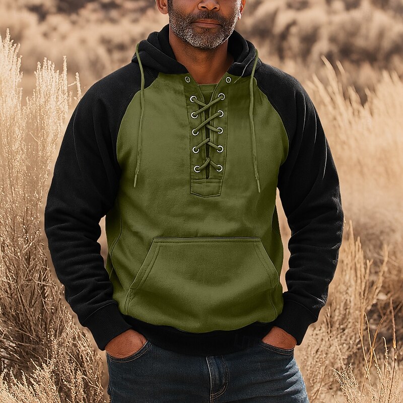 Men's Hoodie Tactical Hoodie Wine Red Black Army Green Navy Blue Khaki Hooded Plain Drawstring Zipper Color Block Sports & Outdoor Casual Daily Streetwear Cool Sportswear Spring &  Fall Clothing