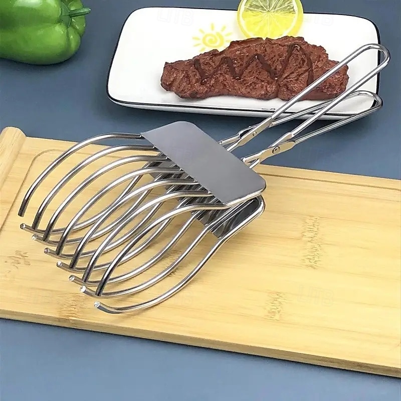 Heavy-Duty Stainless Steel Kitchen Tongs with Ergonomic Non-Slip Handle & Serrated Grip Multipurpose Grill, Cooking, Serving Tongs for Meat, Bread, Vegetables, BBQ3