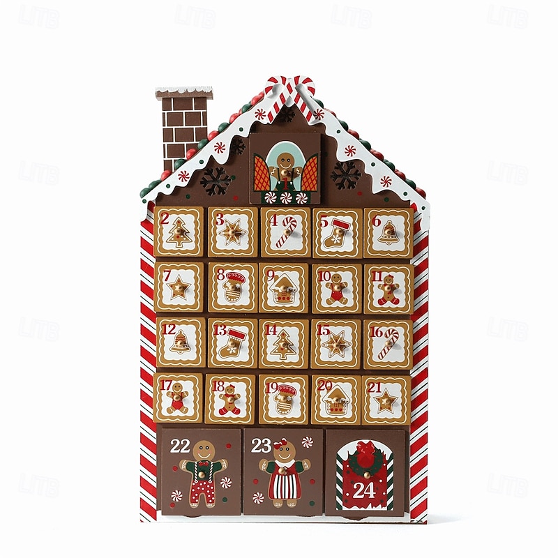 Wooden Christmas Advent Calendar Nativity Scene Advent Calendar House Box with 24 Drawers and Warm LEDs Countdown Calendars for Christmas Decoration 2025