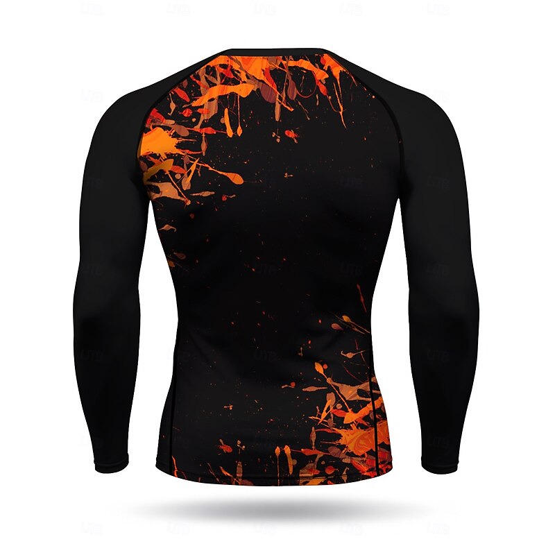 Men's Running T-Shirt Athletic Shirt Gym Shirt Fitness Shirt Workout Shirt Long Sleeve Tee Tshirt Abstract UPF 50 UV Resistant Soft Sweat wicking Mountain Bike / MTB Gym Workout Mountain Bike MTB2