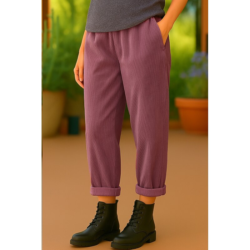 Women's Chinos Harem Pants Vacation Fashion Streetwear Full Length High Waist Plain Pocket Elastic Waistband Comfy Soft Comfortable Micro-elastic Outdoor Street Black Pink Brown Army Green Spring4