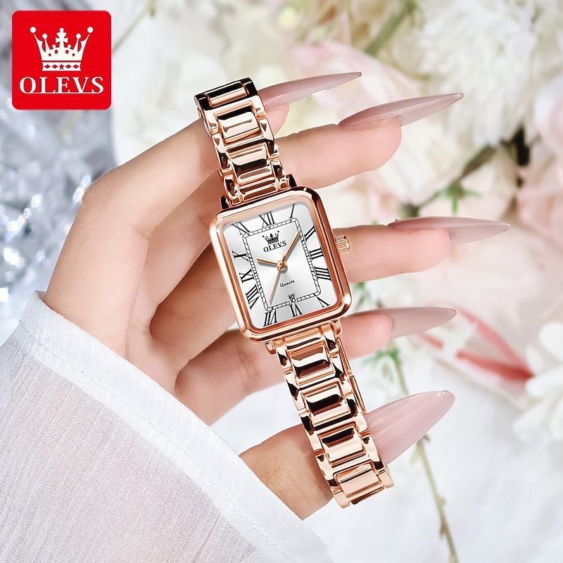 OLEVS 5641 Quartz Watch Woman Top Brand Original Waterproof Watch For Women Stainless Steel Strap Roman Scale Date Wristwatch3