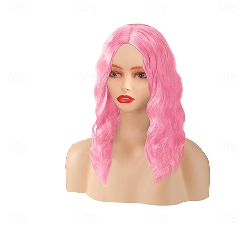 Halloween Long Colored Wigs12'' Colorful Curly Wavy Party Wigs for Women Cosplay Neon Bachelor Wedding Birthday Halloween Costume Night Club