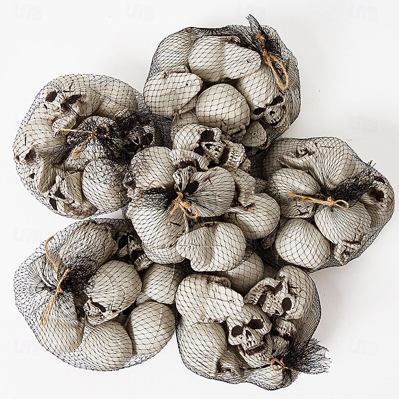 10pcs Spooky Skull Ghost Head Ornaments - Plastic Halloween & Christmas Seasonal Decor Net Pocket Design Indoor/Outdoor Haunted House Embellishments No Electricity Needed4