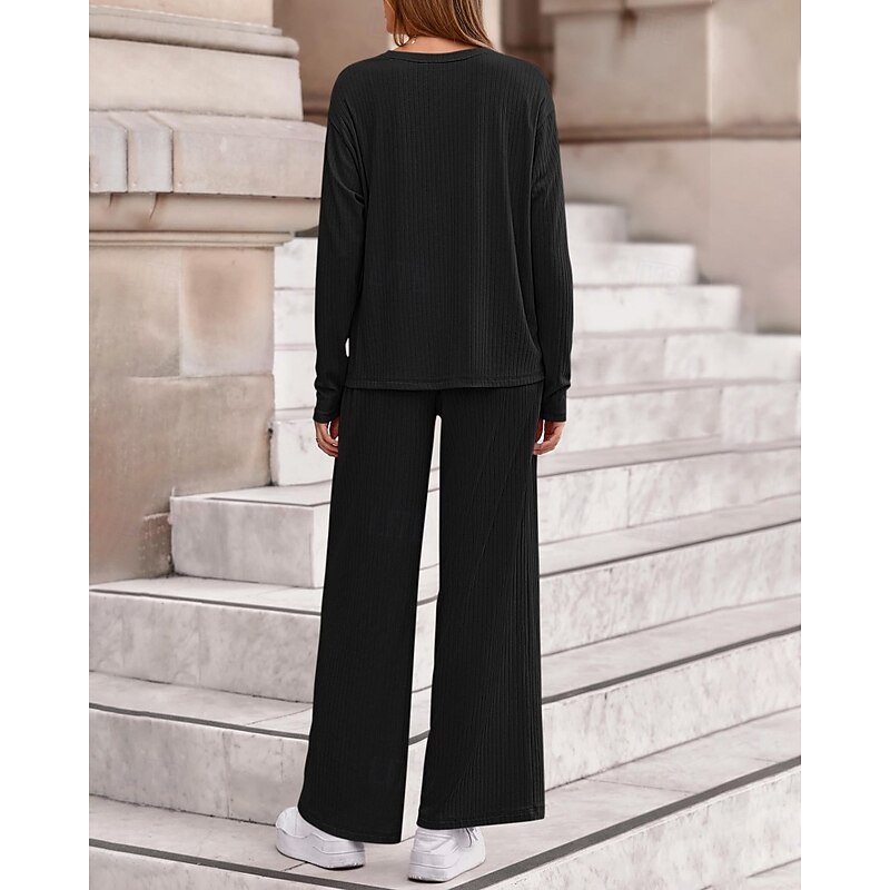 Women's Sweater Pullover Streetwear Casual Solid Color Crew Neck Knitted Long Sleeve Regular Tops Knit Daily Holiday Going out Black Pink Fall Winter4