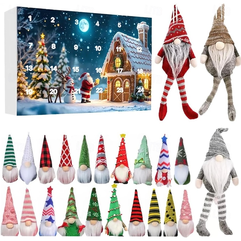 Christmas Advent Calendar with Gnome Doll Decorations Christmas Countdown Advent Calendar with 3/12/24 Mini Gnome Dolls Christmas Countdown Surprise Holiday Decor Calendar Gift