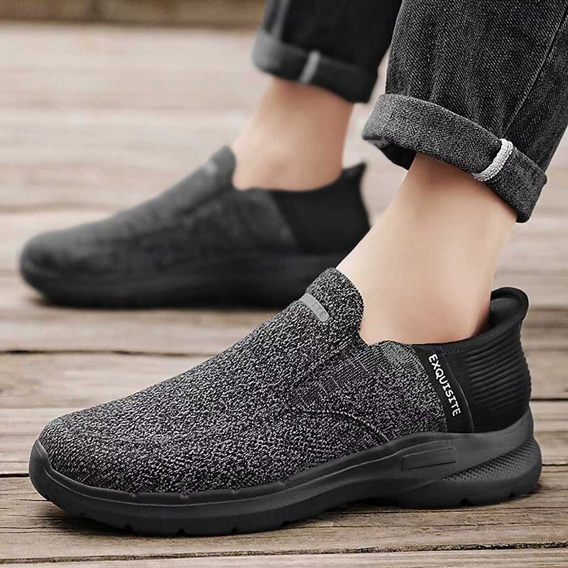 Men's Lightweight Slip-On Walking Shoes – Breathable Knit Upper with Cushioned Sole, Casual Comfort Sneakers for Travel, Outdoor Leisure and Daily Wear3