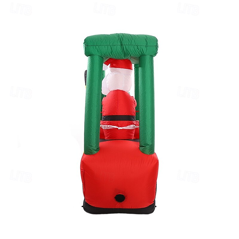 Christmas Santa Claus drives forklift with LED strip light, waterproof inflatable air model, indoor and outdoor courtyard lawn party, festive atmosphere decoration light props, EU/US/UK/AU Plug 1.5M4