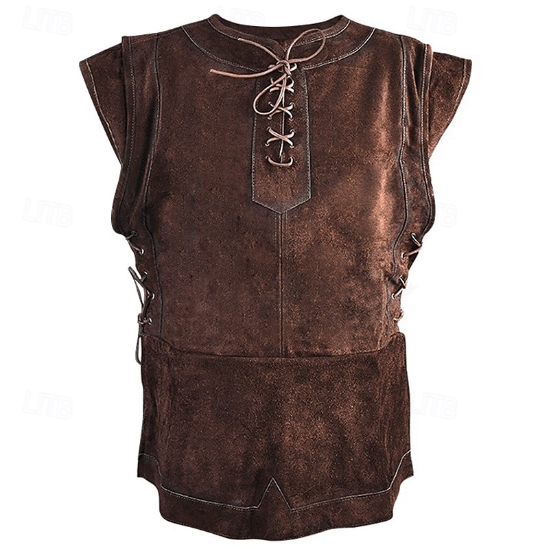 Retro Vintage Medieval Renaissance Vest Warrior Viking Fancy Dress Men's Halloween Carnival Performance LARP Ren Faire Adults' Vest4