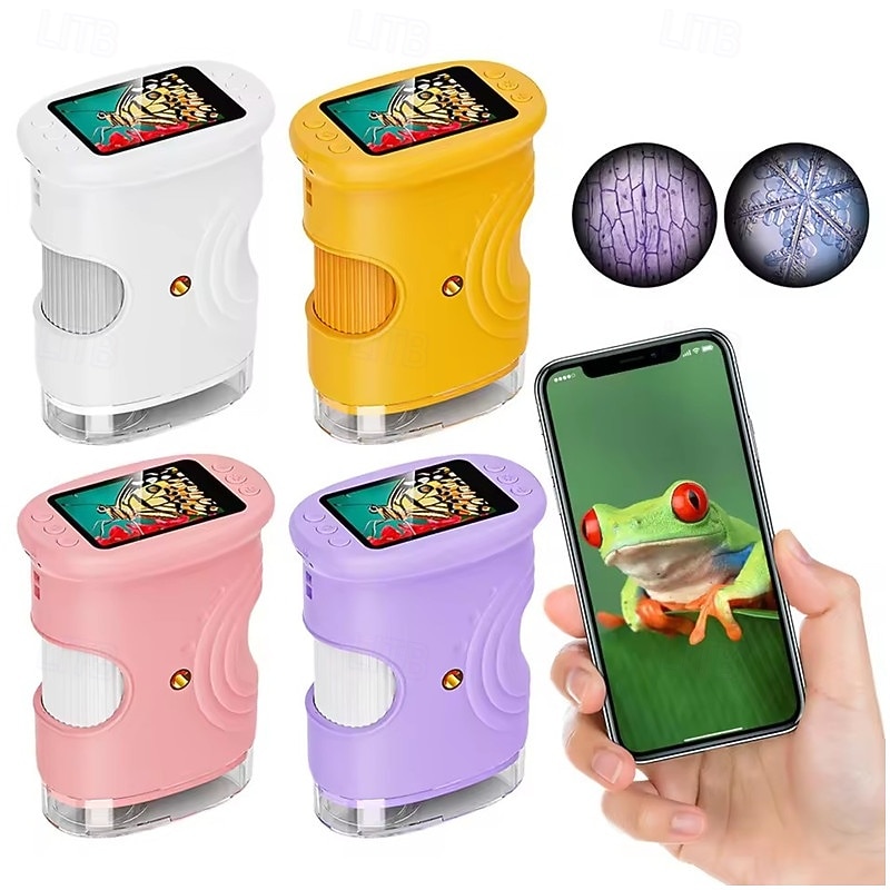 Microscope 1000X 1080P Digital Microscope 2 Inch IPS Screen Portable Handheld Magnifying Glass for Scientific Experiment