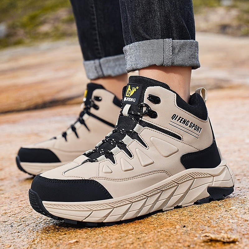 Men's High Top Hiking Boots with Shock-Absorbing Sole, Breathable Outdoor Trekking Shoes for Mountain Climbing, Walking Trails and Camping Trips3