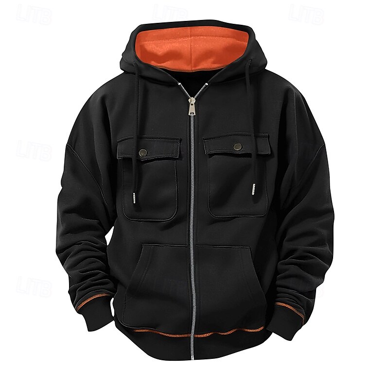 Men's Hoodie Full Zip Hoodie Fleece Hoodie Tactical Hoodie Black Army Green Navy Blue Light Grey Dark Gray Hooded Plain Zipper Color Block Sports & Outdoor Casual Daily Streetwear Cool Sportswear4