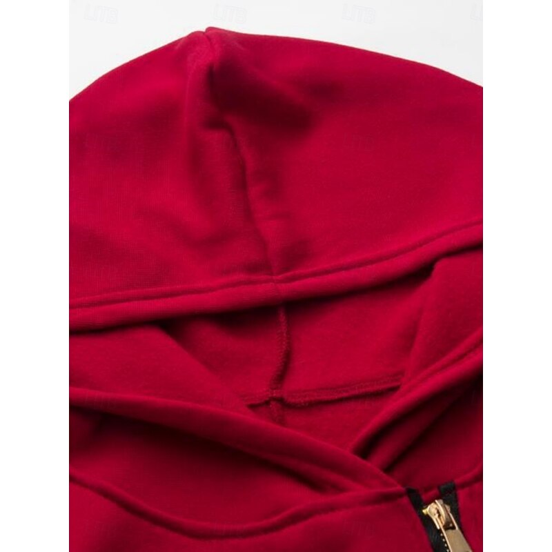 Women's Hoodie Jacket Comfortable Breathable Zipper Pocket Casual Plain Vacation Street Casual Daily Wear Zipper Regular Hooded Regular Fit Long Sleeve Outerwear Black Red Gray Spring Fall4