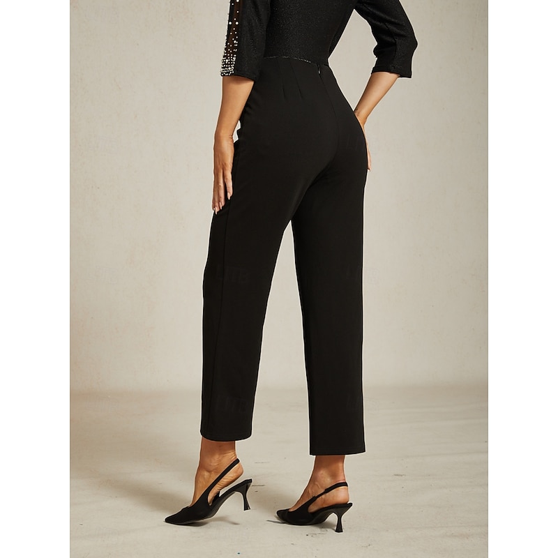 Women's Skinny Elegant Ankle-Length High Waist Comfortable Stretchy Formal Work Daily Black Spring, Fall, Winter, Summer Regular Fit2