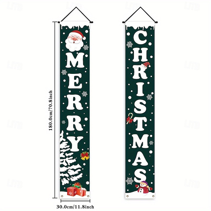 Christmas Porch Banner 2025 New Design, Holiday Door Hanging Decoration, Festive Door Couplets and Doorway Curtain4