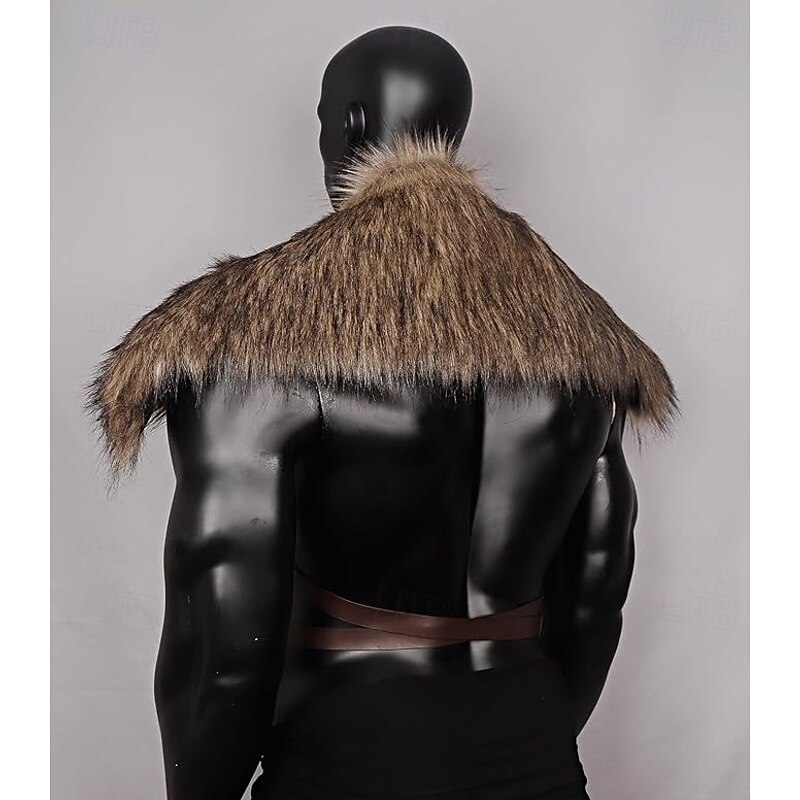 Retro Vintage Medieval Renaissance Cape Waist Belt Faux Fur Costume Warrior Viking Fancy Dress Men's Viking Performance Party LARP Adults Shawl4