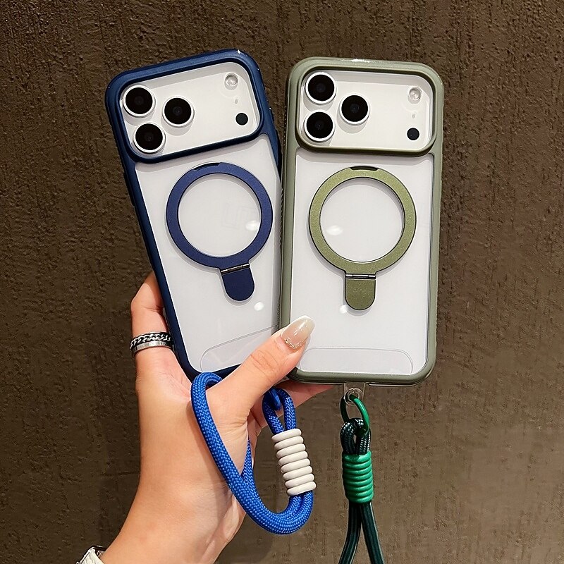 Phone Case For iPhone 17 Pro Max 17 Air 16 15 14 Pro Max Plus 13 Pro Max Back Cover with Stand Holder with Lanyard Shockproof Retro TPU Acrylic2