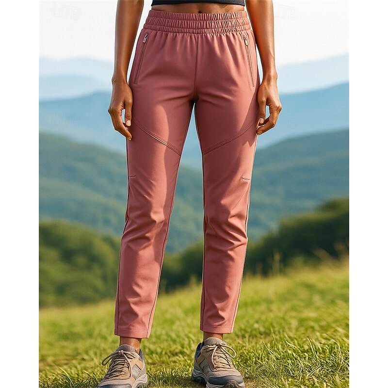 Women's Hiking Pants Trousers Waterproof Hiking Pants Hiking Trousers Fleece Pants Winter Outdoor Regular Fit Thermal Warm Waterproof Windproof Pants / Trousers Elastic Waist Black White Camping