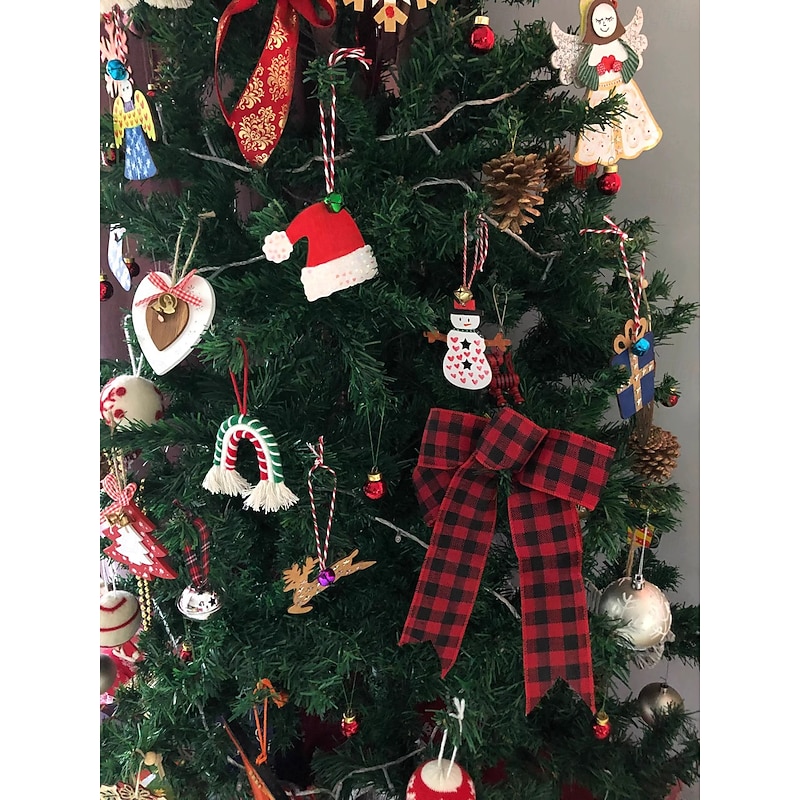 6pcs Large Elegant Knot Bows with Full Bowknot Design Durable Jute Ribbon for Christmas Tree Wreath Garland Party Decorations Wedding & Home Crafts - No /Electricity Easy to Assemble Plain Style2