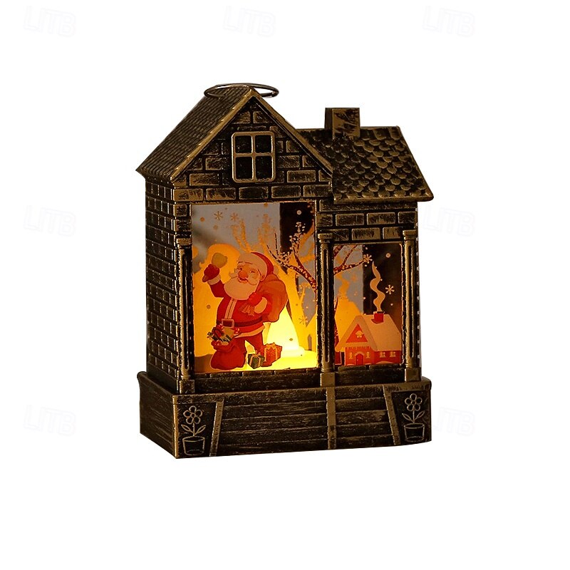 1 Pc 12.2 * 8.9CM Christmas retro small house shaped LED electronic candle night light desktop Christmas style ornament light LR1130 * 3 battery2