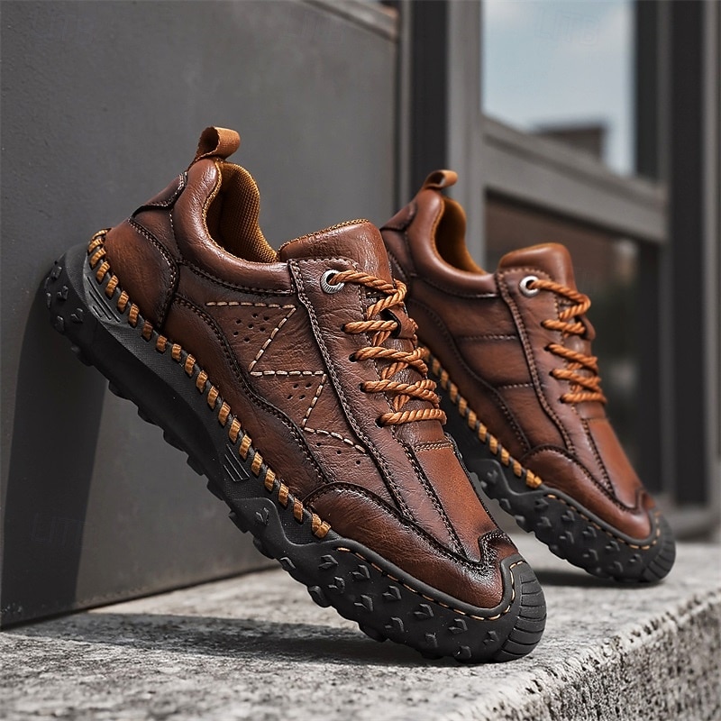 Men's Dark Brown Casual Sneakers Outdoor Lace-Up Walking Shoes with Flexible Non-Slip Sole for Work, Travel, Hiking and Daily Comfort3