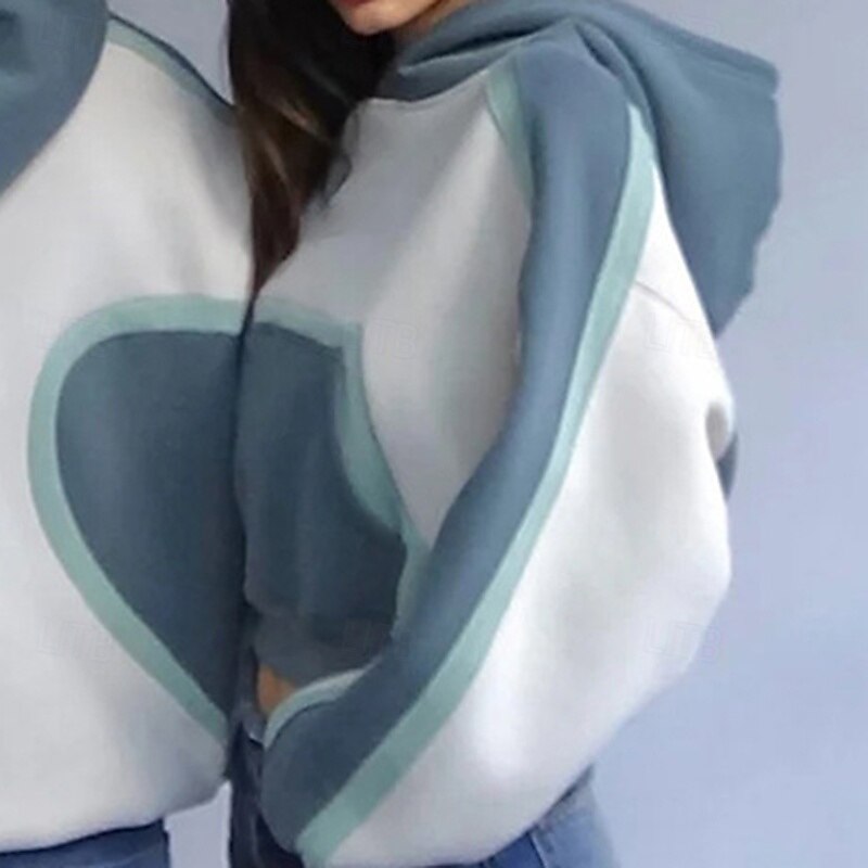 Women's 2 Piece Tracksuit Lounge Hoodie Sweatsuit Sets Color Block Clothing Suit Fall & Winter Blue Green Gym Outdoor Running Long Sleeve Sport Activewear Micro-elastic Regular Fit4