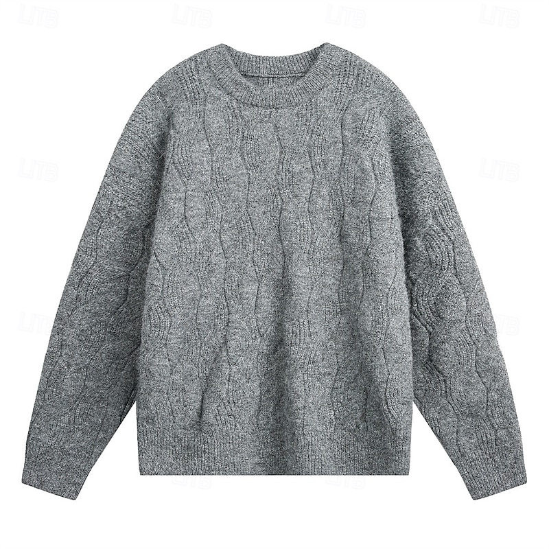 Men's Pullover Sweater Jumper Knit Sweater Ribbed Knit Regular Tops Knitted Plain Crew Neck Fashion Basic Vacation Daily Wear Clothing Apparel Fall Winter Red Green M L XL2