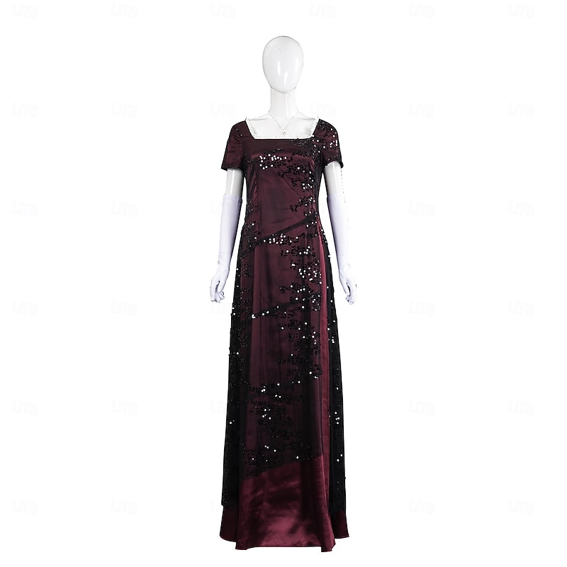 Retro Vintage Roaring 20s 1920s Floor Length Dress Fancy Costume Gown The Great Gatsby Sequins Fancy Dress Women's Halloween Carnival Party Evening Party Masquerade Adults Dress Gloves Earrings3