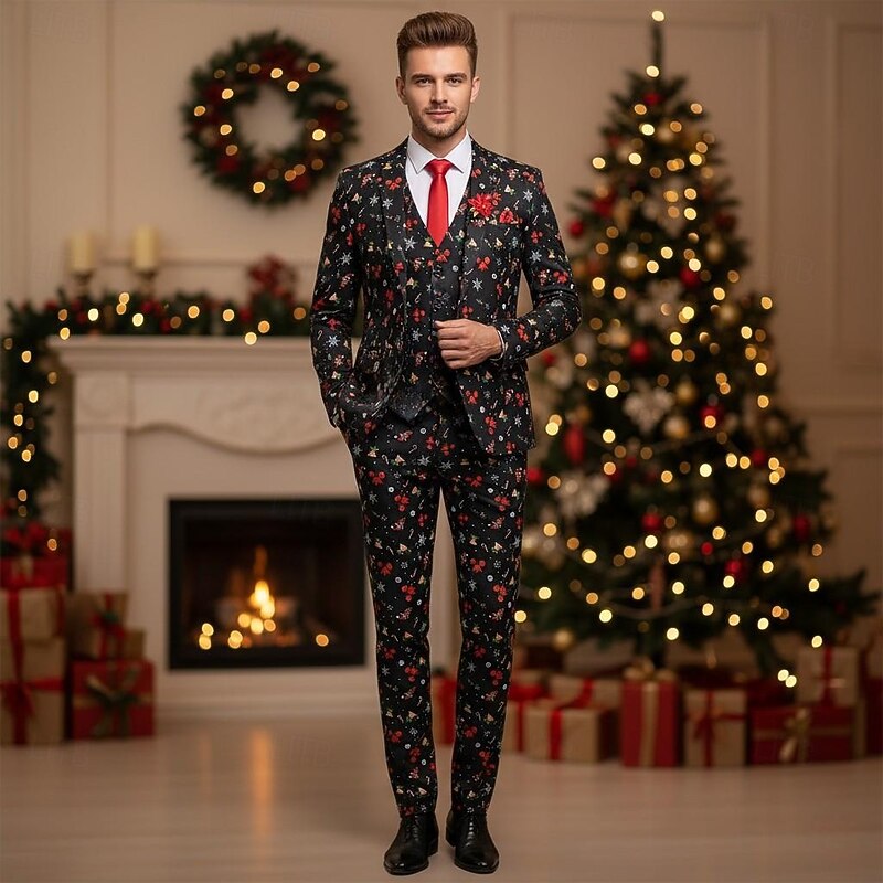 Christmas Party Suit Three Piece Suit Blazer Men's Funny Fancy Dress Adults Christmas New Year Party Trousers waistcoat Suit