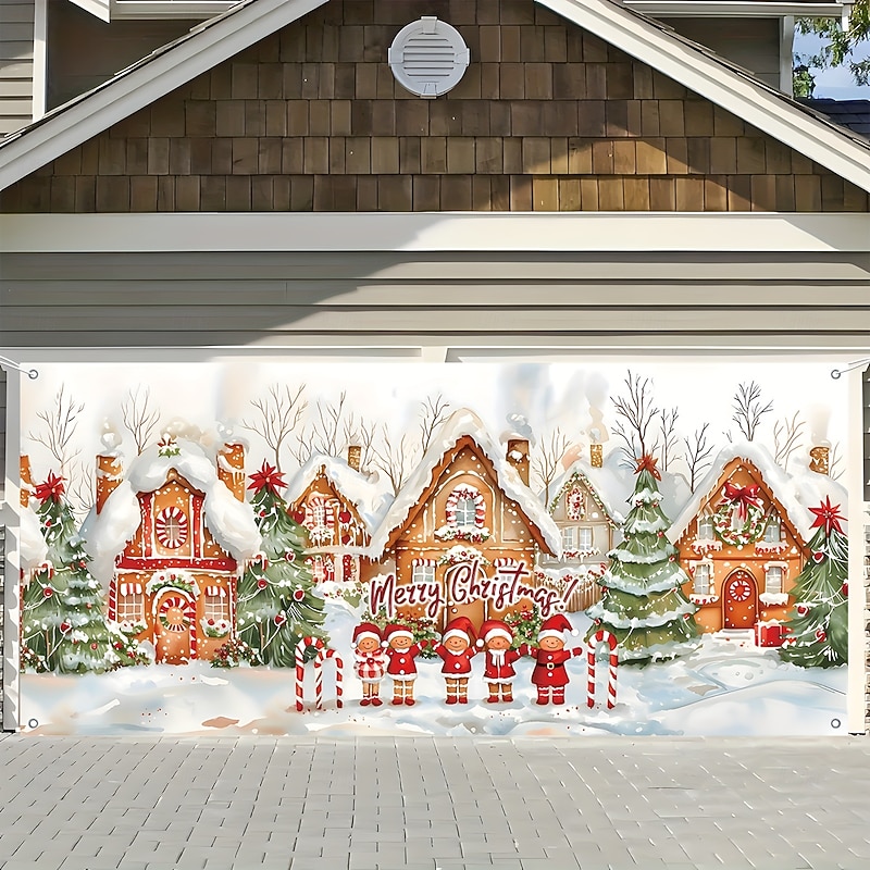 Christmas Window Curtain, Holiday Decorative Drapes for Windows, Garage Doors, and Home, Festive Seasonal Window Treatment4