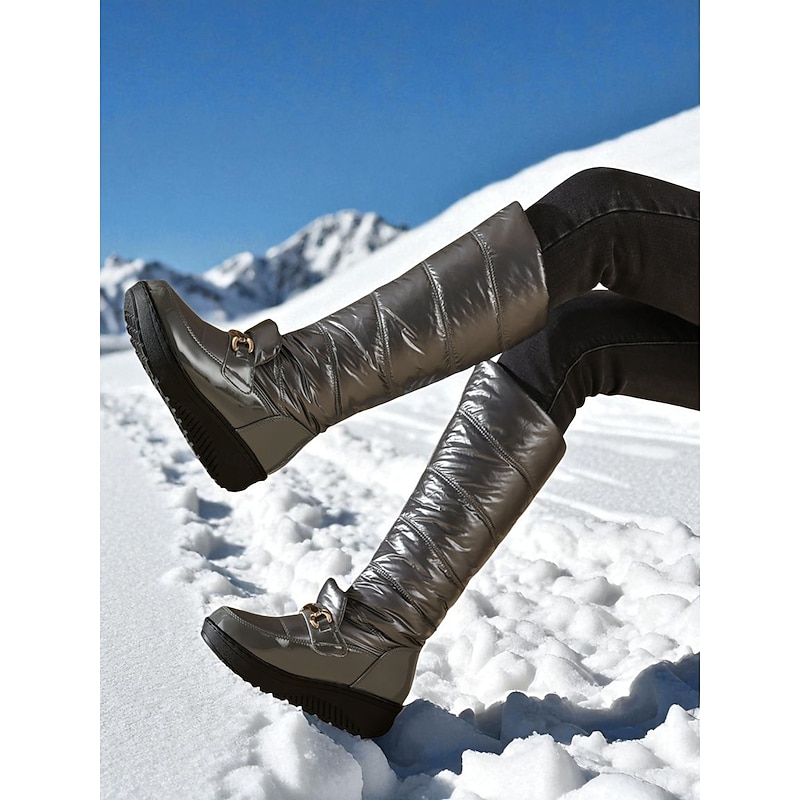 Women's Waterproof Winter Puffer Boots with Adjustable Straps, Ideal for Outdoor Activities and Snowy Days4
