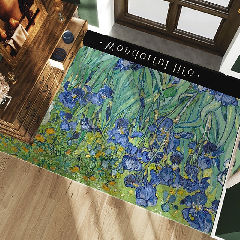 Entryway Door Mat For Home Kitchen Hallway PVC Non Slip Floor Rug Oil Painting Art Design Indoor Entrance Carpet Stain Resistant Waterproof Easy Clean Decorative Mat2
