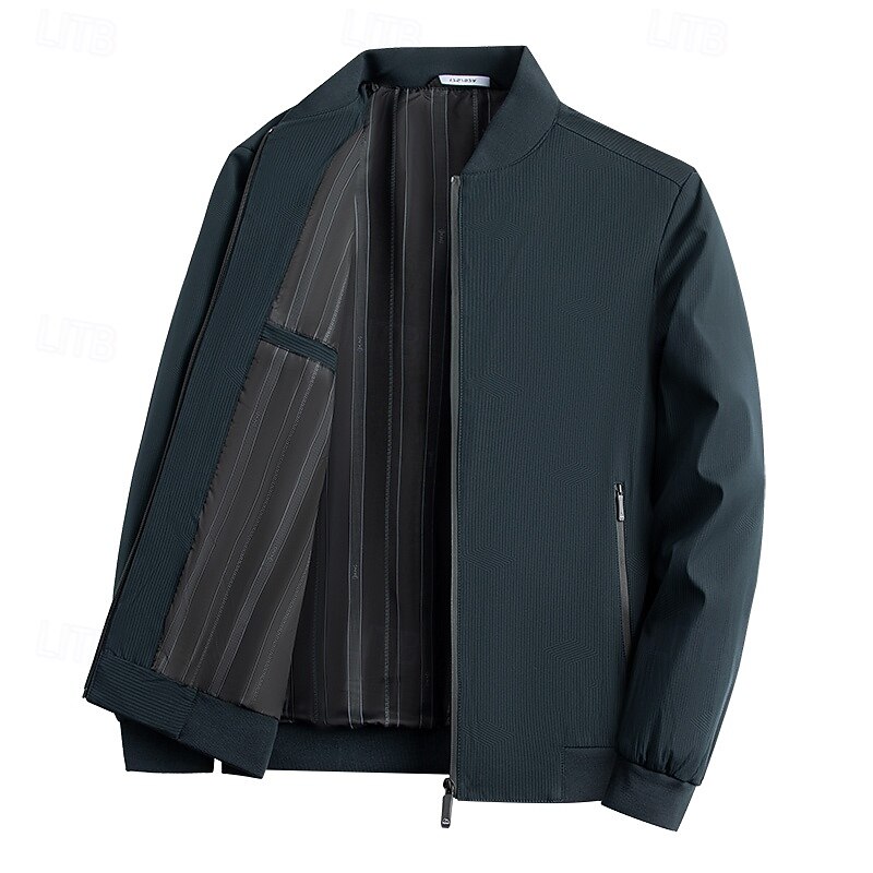 Men's Lightweight Jacket Formal Office Zip Up Spring Spring &  Fall Neutral Daily Navy Blue Army Green Jacket3