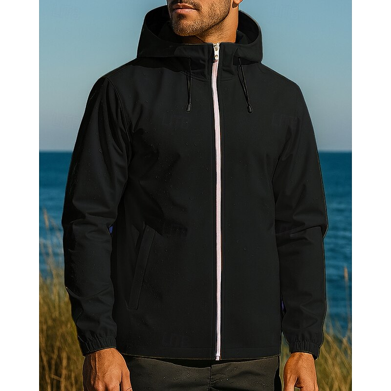 Men's Windbreaker Softshell Jacket Hiking Jacket Outdoor Waterproof Windproof Hiking Outfits Hiking Clothes Autumn / Fall Top Camping / Hiking / Caving Running Solid Color Black White Yellow4