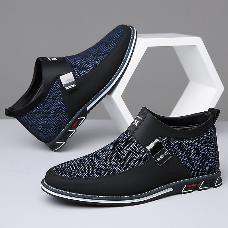 Men's Casual Slip-On Boots with Breathable Knit Upper and Elastic Strap, Stylish and Comfortable Footwear for Everyday Wear, Office and Casual Outings3