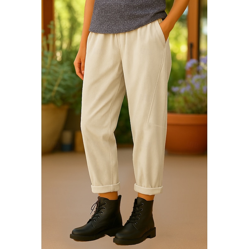 Women's Chinos Harem Pants Vacation Fashion Streetwear Full Length High Waist Plain Pocket Elastic Waistband Comfy Soft Comfortable Micro-elastic Outdoor Street Black Pink Brown Army Green Spring