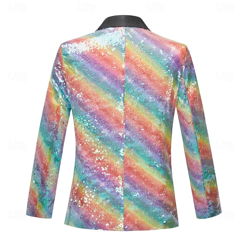 Men's Blazer Jacket Shawl Collar Fashion Solid Colored Multicolor Tailored Fit Single Breasted One-button2