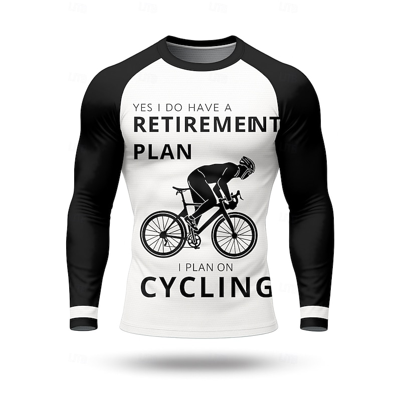Men's Cycling Jersey Downhill Jersey Geometric Letter & Number Long Sleeve Bike Jersey Top with 3 Rear Pockets Quick Dry Soft Comfortable Moisture Wicking Sports Black Clothing Apparel