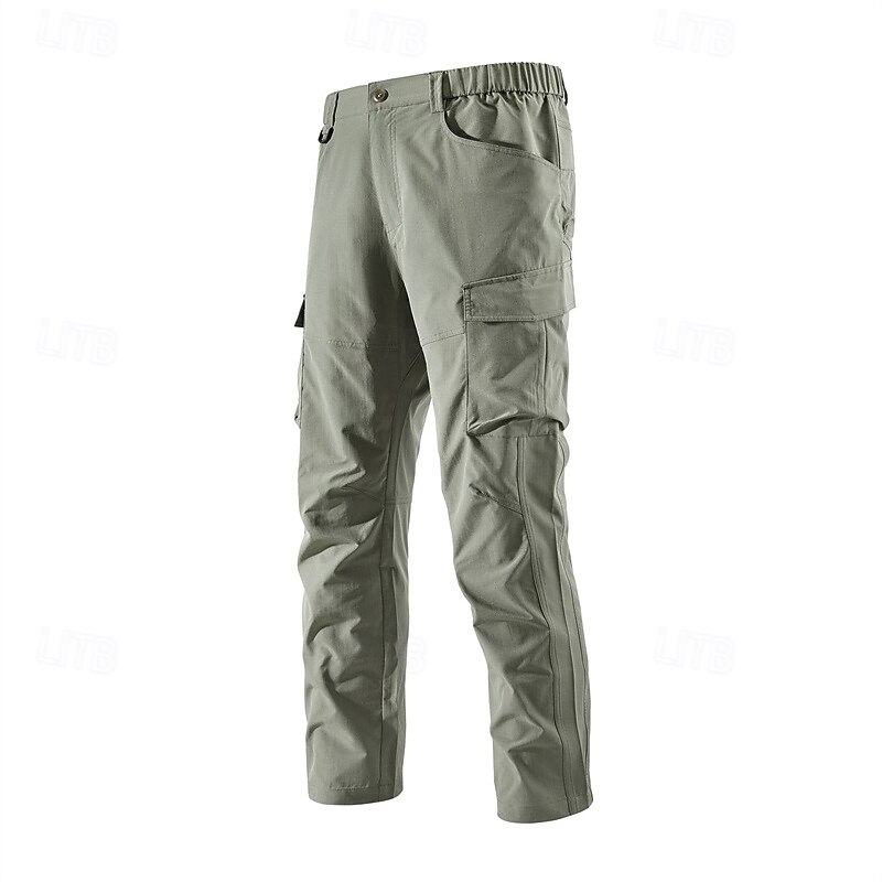 Men's Cargo Pants Trousers Tactical Pants Elastic Waist Buttons Multi Pocket Plain Wearable Outdoor Daily Camping & Hiking Fashion Classic Black Green3