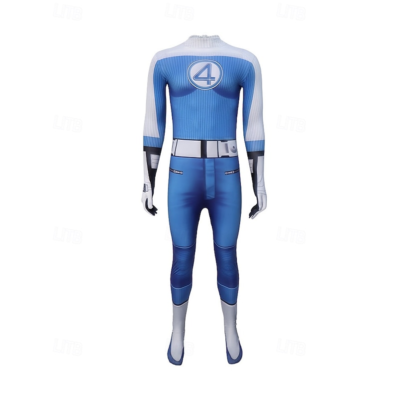 The Fantastic Four: Superhero Mister Fantastic Group Costume Jumpsuit Bodysuits Carnival Costume Dress Up Movie Cosplay for Boys Girls' Kid's Halloween Carnival Performance Party Comic Con2