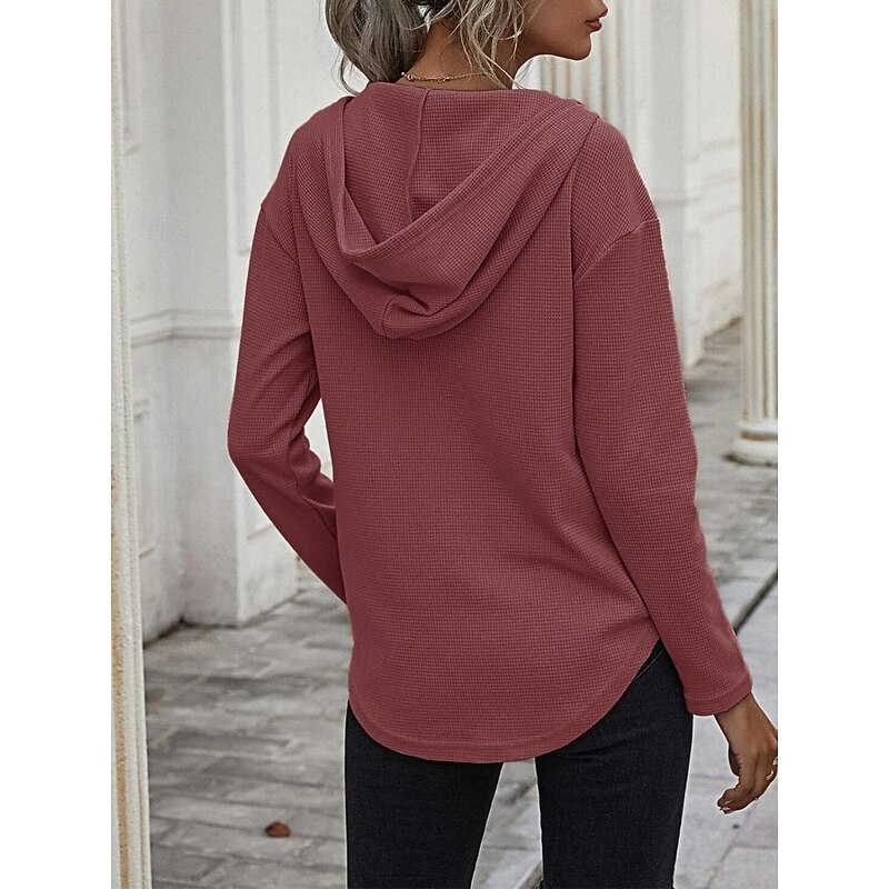 Women's Blouse Solid Color Stylish Casual Long Sleeve V Neck Regular Tops Daily Pocket Army Green Red Blue Green Spring Fall Winter3