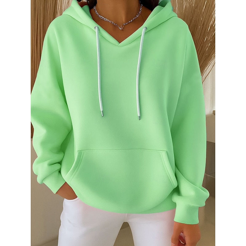 Women's Pullover Hoodie Sweatshirt Plain Casual Long Sleeve Hooded Regular Tops Party Evening Wear Street Dailywear White Pink Blue Purple Green Spring Fall Winter4