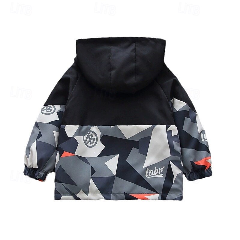 Kids Boys' Hiking Jacket Outdoor Jacket Outerwear Color Block Long Sleeve Zipper Pocket Lightweight Comfort Windproof Coat Outdoor Fashion Daily Deep Green ash-colored Spring Fall 4 years+3