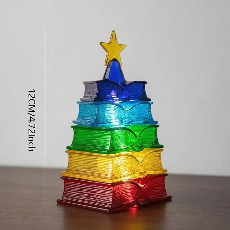 1 Pc 12CM Christmas Book Christmas Tree LED Night Light Living Room Showcase Bookshelf Desktop Decorative Light Ornament Light Ornament Light3